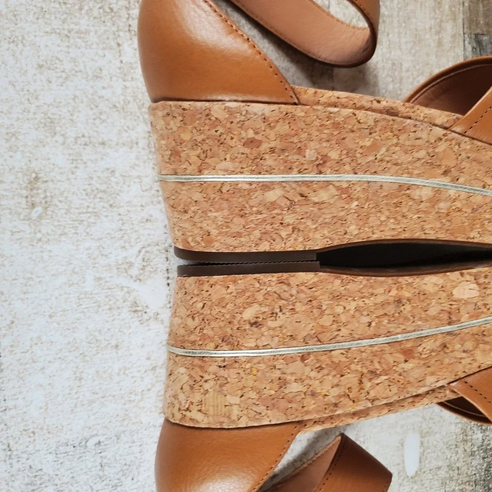 Johnston & Murphy Gigi Womens Sandal Sz 9.5 M Tan Leather Cross-Band Ankle Strap